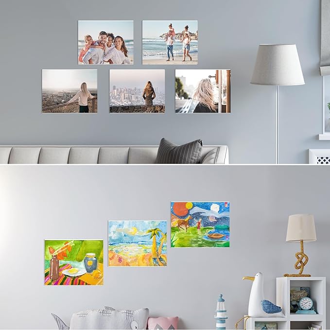 EHWINE 6 Pack 8.5 x 11 Wall Mount Acrylic Sign Holder, Horizontal Wall Signs Photo Menu Flyer Display Holders, Plastic Clear Acrylic Frames for Office Home Hotel Business Store (with Adhesive Tape)