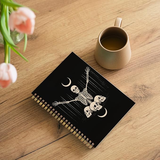 WUCHJ Witchy Gothic Spiral Notebook, Astrology Journal, Celestial Sun and Moon Phases 5.5x8.3 Inch,Lined Notebooks College Ruled, Magic Notebook for Women, Astrology Gifts for Women