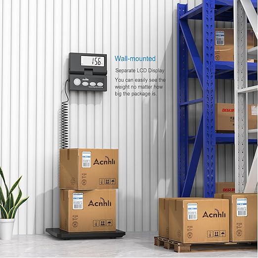 Shipping Scale,440lbs/1oz Ultra-Thin, Highly Accurate Foldable LCD Display with Tare Function Lightweight Postal Scale for Packages Warehouses, Homes, Offices, Including Manuals and Adapters