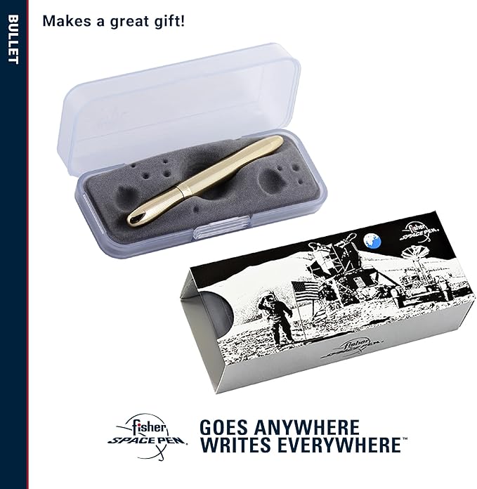 Fisher Space Pen Bullet Pen, Ballpoint, Black Ink, Gold Lacquered Brass, Gift Box