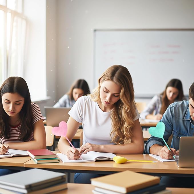 4 Pcs Pom Pom Ballpoint Pen, Cute Heart Shape Puffy Pens Fluffy Pen for Girls Women, Colorful Fluffy Ballpoint Pens for School, Office, Classroom Supplies