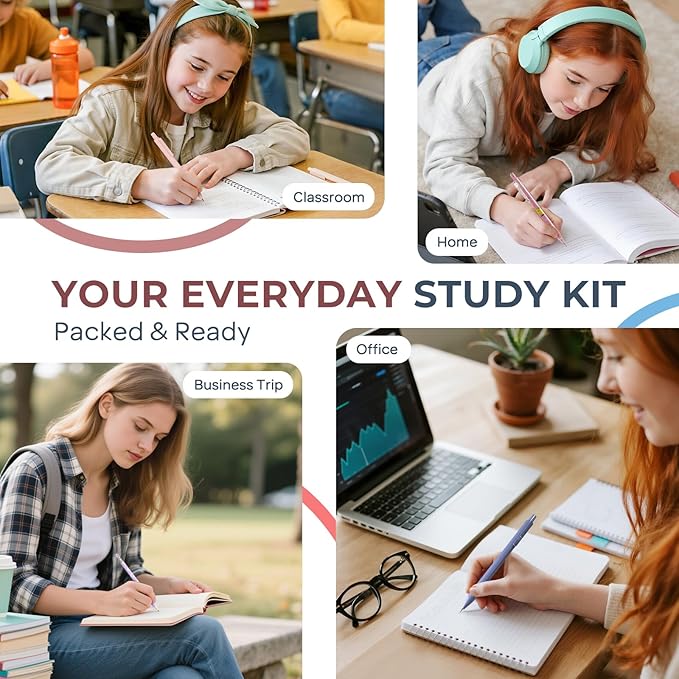 Nicpro 45PCS Aesthetic School Supplies with Pencil Case, Mechanical Pencil Set 0.5, 0.7, 0.9, 2mm with 462 PCS Lead Refills, Back to School Supplies For Writing Drawing, Ideal Stationary Set for Girls