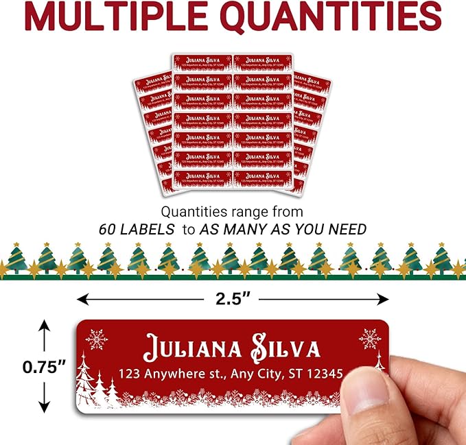 Personalized Return Address Labels - Custom Address Labels with Monogram (Cozy Christmas Nook)