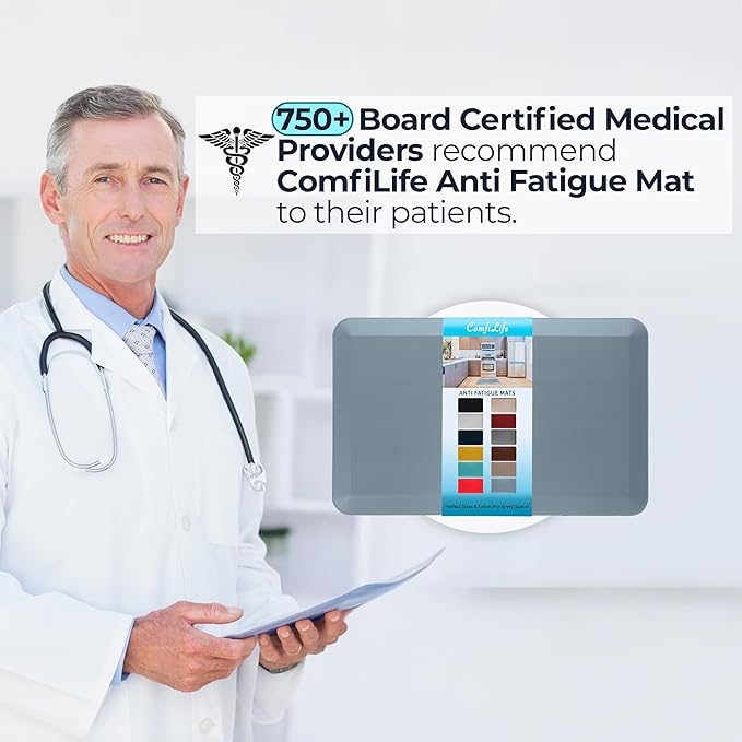 ComfiLife Anti Fatigue Floor Mat – 3/4 Inch Thick Perfect Kitchen Mat, Standing Desk Mat – Comfort at Home, Office, Garage – Durable – Stain Resistant – Non-Slip Bottom (20" x 39", Denim)