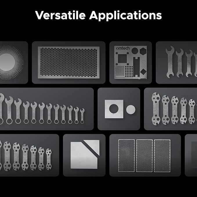 OMTech 1500W Fiber Laser Cutter, 23.6 x 23.6 in. Semi-Enclosed Fiber Laser Cutting Machine with Built-in Water Chiller & External Exhaust Fan, Metal Laser Cutter for DIY Craft Projects Metalworking