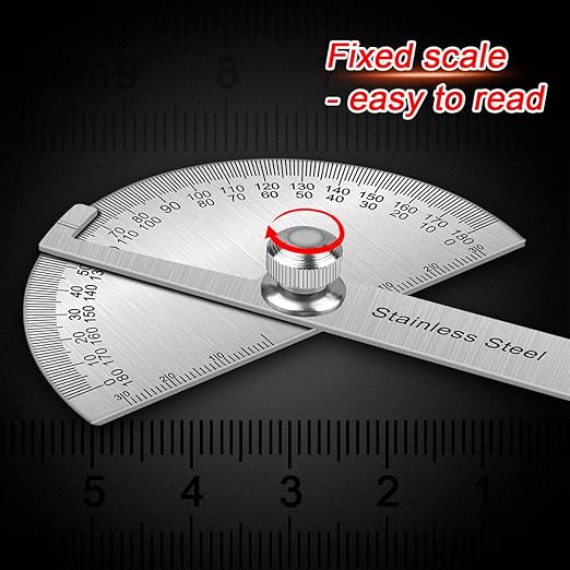Atoplee Stainless Steel Protractor 0-180° Round Head Protractor - Angle Finder Craftsman Ruler Machinist Tool Ruler Adjustable Woodworking Angle Measure Tool