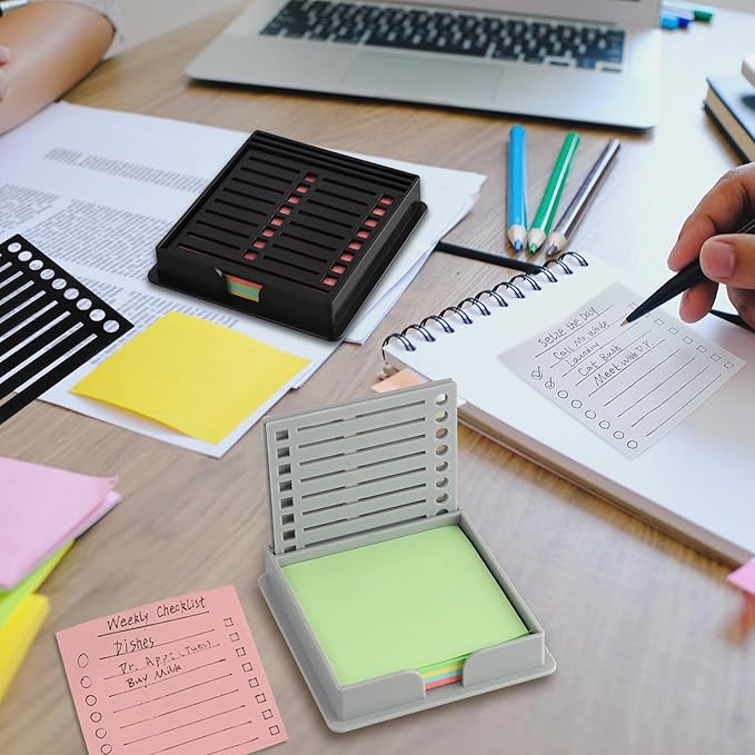 2 Sets of Sticky Note Stencil, Sticky Note to Do List Stencil, Reusable, Small and Practical, Suitable for to-Do List, Suitable for Home School Office (Black + Gray)