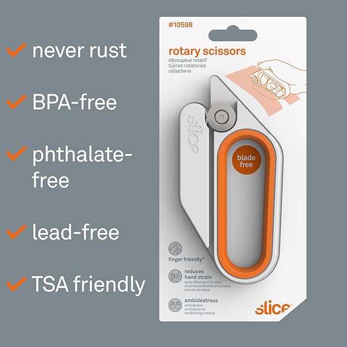 Slice 10598 Rotary Cutting Tool, Bladeless Scissors Cutter, 1 Pack, Ambidextrous CutterCutter