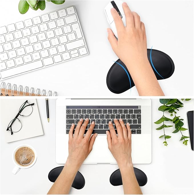 Dapesuom Mouse Wrist Rest, Ergonomic Memory Foam Mouse Wrist for Computer Desk Mats Support, PU Leather Hand Rest Pad Cushion for Gaming, Laptop, Men, Women, Pain Relief & Easy Typing, Black