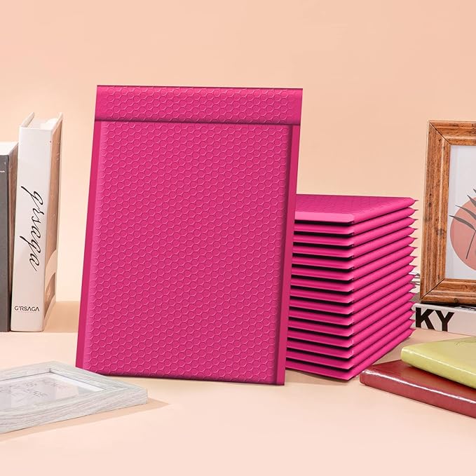 Fuxury Hot Pink Bubble Mailers 10.5x16 Inch 250 Pack, Self Seal Adhesive Waterproof Padded Envelopes, Cushioning Shipping Bags, Padded Mailers for Mailing, Packaging, Small Business Supplies, #5