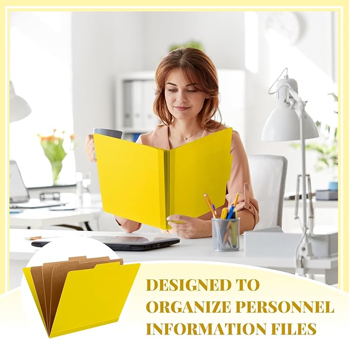 Skyygemm 12 Pcs Classification Folders Letter Size, 3 Divider Pressboard File Folder with Fasteners, Expanding File Organizer Bulk for Teachers, Clergy, Office, Church, Christmas Donations (Yellow)