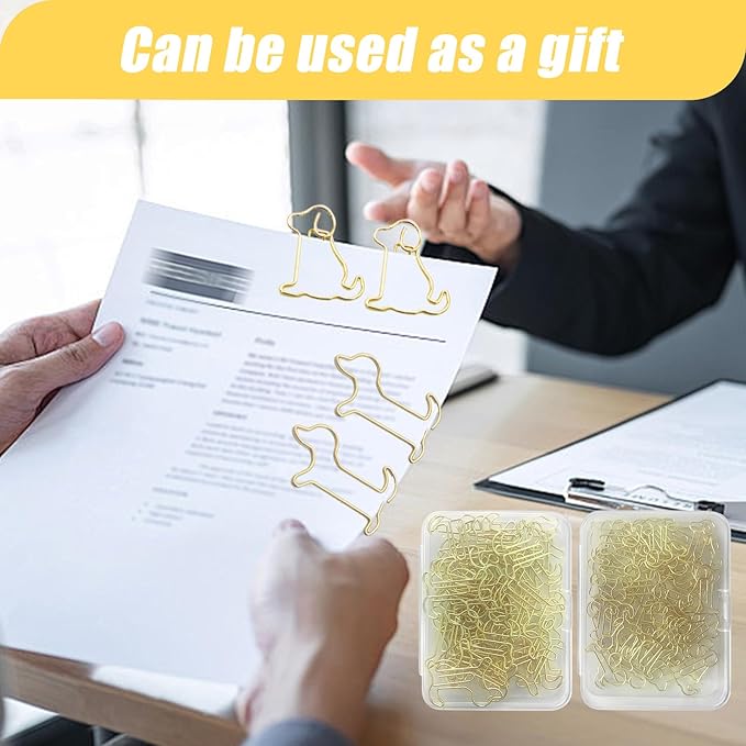 80 Pcs Gold Dog Creative Metal Paper Clips - Fun Office Supplies for Dog Lovers (Gold Dog)