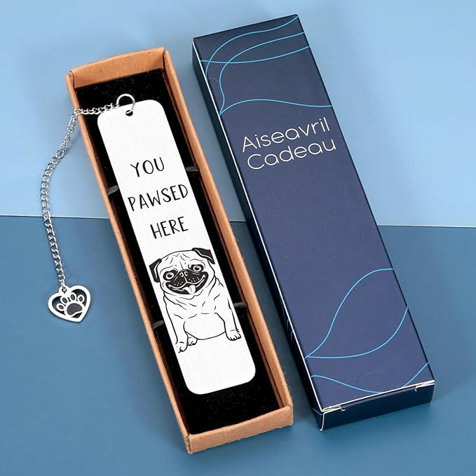 Pug Gifts for Pug Lovers, Dog Lovers Gifts for Women, Dog Bookmark, Book Club Dog Themed Gifts for Readers Book Lovers Women, Dog Mom Gifts for Women, Book Marks for Reading Women Men, Bookish Gifts