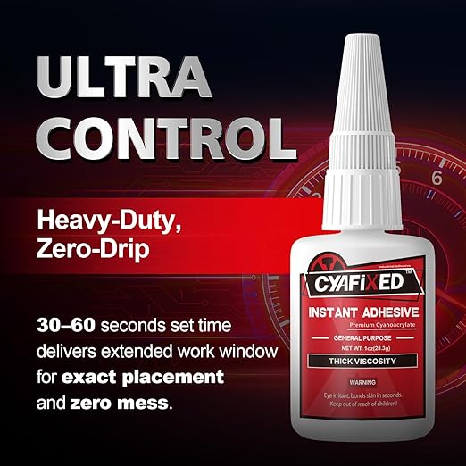 Super Glue Liquid, Instant Clear Cyanoacrylate Thick Viscosity Adhesive, Food Safe CA Glue for Shoe Sole Repair Leather Ceramic Plastic Glass Metal Wood Aquarium Porcelain Rubber Pottery Model Craft