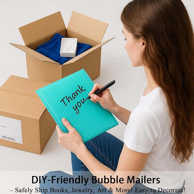 150 Pack 4x8 Inch Poly Bubble Mailers, Padded Envelopes with Self Seal Adhesive Strip, Waterproof Lightweight Mailing Shipping Bags for Thick Books Clothes Holiday Gifts Business Packaging