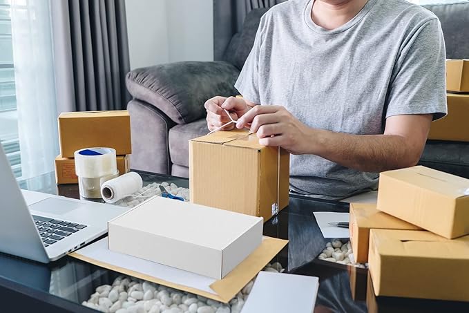 Eupako 7x5x2 Shipping Boxes Small Corrugated Cardboard Box - 25 Pack White Mailing Boxes for Packaging Small Business, Mailer Box