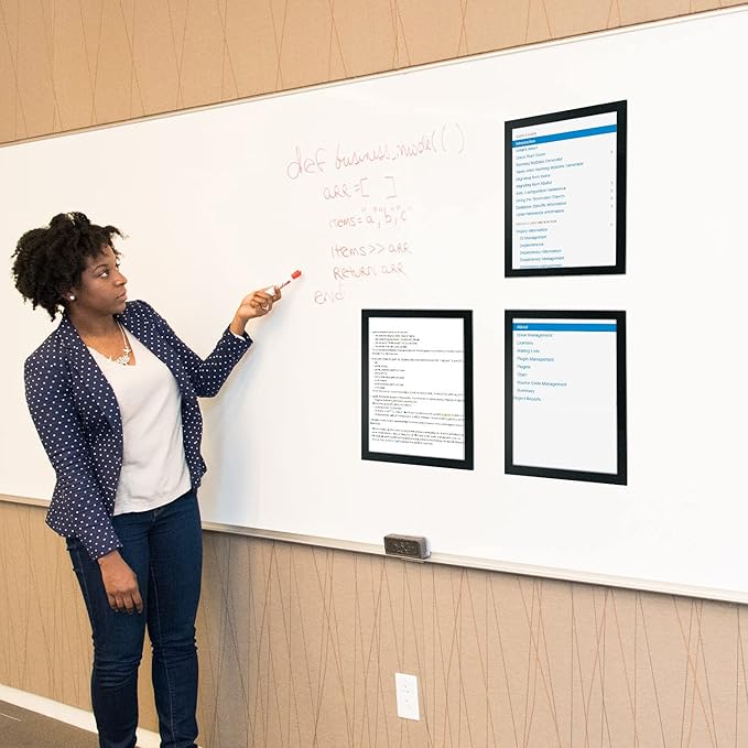 6 Pack Magnetic Sign Holder 8.5 x 11 - Refrigerator & Wall Adhesive Photo/Document Holders, Sign Holders for Door/Window, Durable Magnetic Picture Frames for Home/Office Use