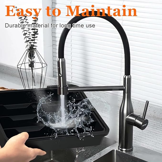 Kitchen Silverware Organizer for Drawer - Expandable Silverware Drawer Organizer Adjustable Utensil Drawer Holder, Flatware Cutlery Tray for Spoons Forks Kitchen Organizers Storage,Black,M