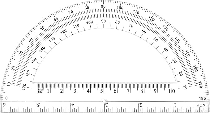 Zonon 200 Pieces Plastic Protractors Bulk Classroom Clear Math Protractors 180 Degrees 6 Inch for Geometry Student, Angle Measurement, Students Back to School Supplies Office Supplies