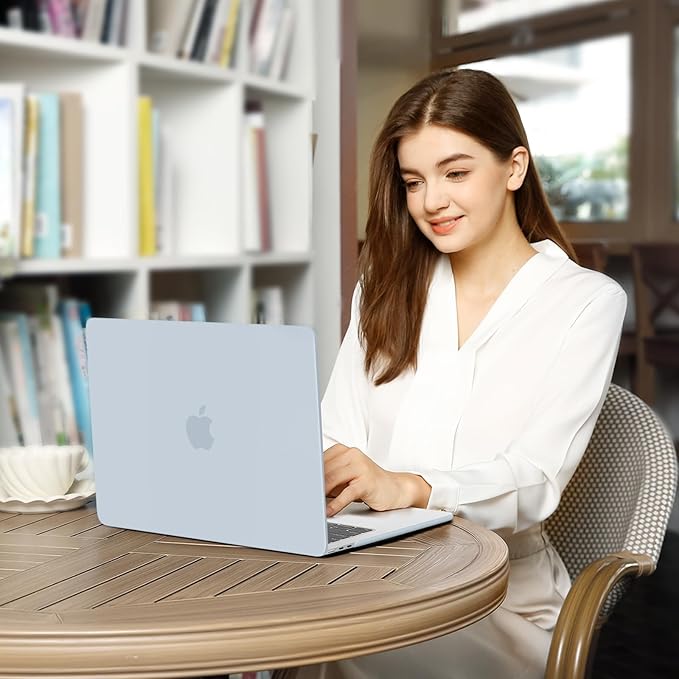 MOSISO Compatible with MacBook Air 13 inch Case 2025 2024 2023 2022 M4 A3240 M3 A3113 M2 A2681, Plastic Hard Shell&Keyboard Cover&Screen Film&Type C for MacBook Air 13.6 inch Case, Baby Blue