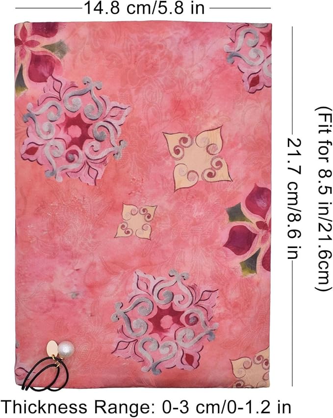 BLBMH Flower Book Covers for Paperbacks Handmade Bookcover Fit for 5.5x8.5 inch Adjustable Fabric Softcover Protector for Women Book Lovers Gifts - XC Pink 8.5in