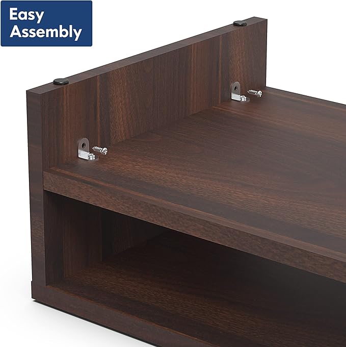 FITUEYES Monitor Stand - 2 Tier Computer Monitor Riser Shelf, Wood Desktop Stand for Laptop Computer Screen, Desk Organization, Office Supplies