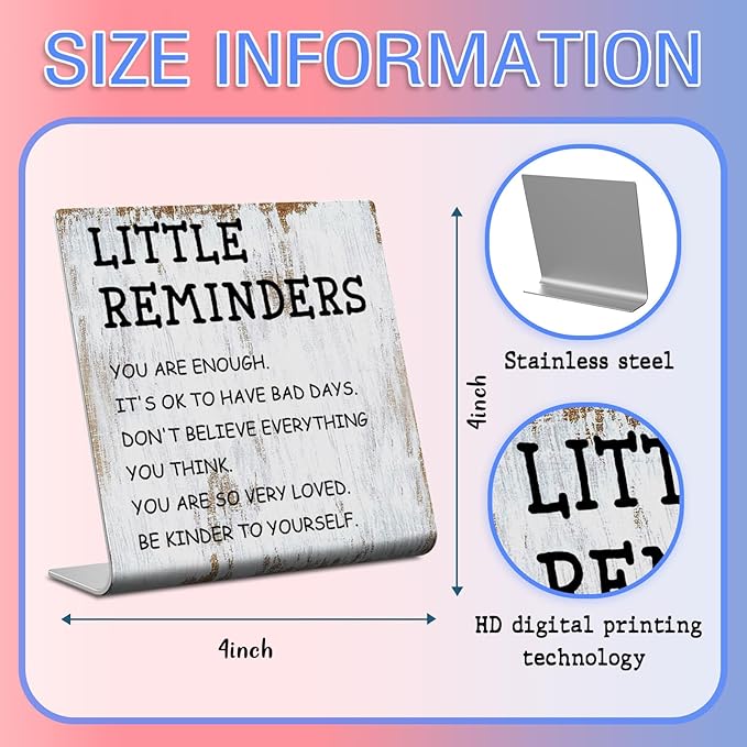 Little Reminders Definition Office Decor Sign Plaque,Positivity Recovery Self Care Encourage Gift,Mental Health Gift for Coworker Women men,Cheer Up Gifts For Best Friend XUV90