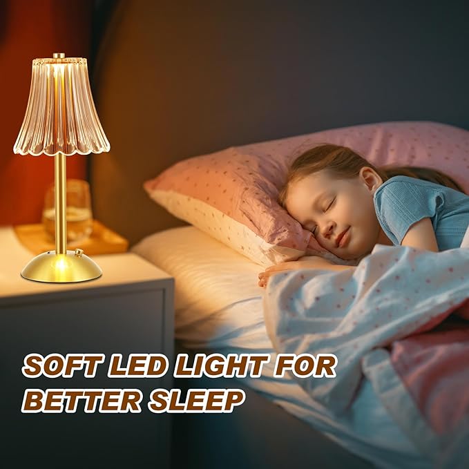 Liliful 6 Pcs LED Portable Cordless Table Lamp Touch Battery Operated Rechargeable Gold Desk Lamp 3 Color Dimmable for Bedroom Living Room Dining (Gold,Rose Style)