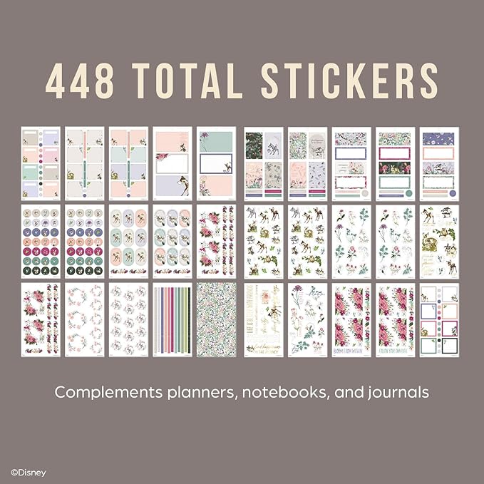 Happy Planner Disney Sticker Pack for Calendars, Journals, and Planners, Easy-Peel Stickers and Scrapbook Accessories, Bambi Springtime Theme, Classic Size, 30 Sheets, 448 Total Stickers