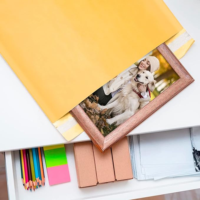 ABC PACK & SUPPLY Gold Kraft Bubble Mailer Envelopes, 10.5 x 15 Inches. 25 Pack Mail Padded Envelopes Self Seal. Kraft Bubble Mailers. Tear-Resistant Mailing Envelope Padded. Sturdy Paper Mailer