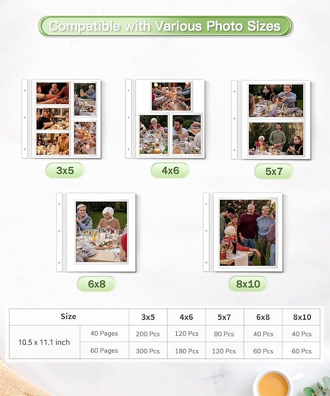 Popotop Photo Album Self Adhesive Scrapbook Album for 4x6 5x7 8x10 Pictures DIY Photo Book as Scrapbooking Supplies Kits, Birthday Gifts for Women Mom Wedding Baby Family Travel