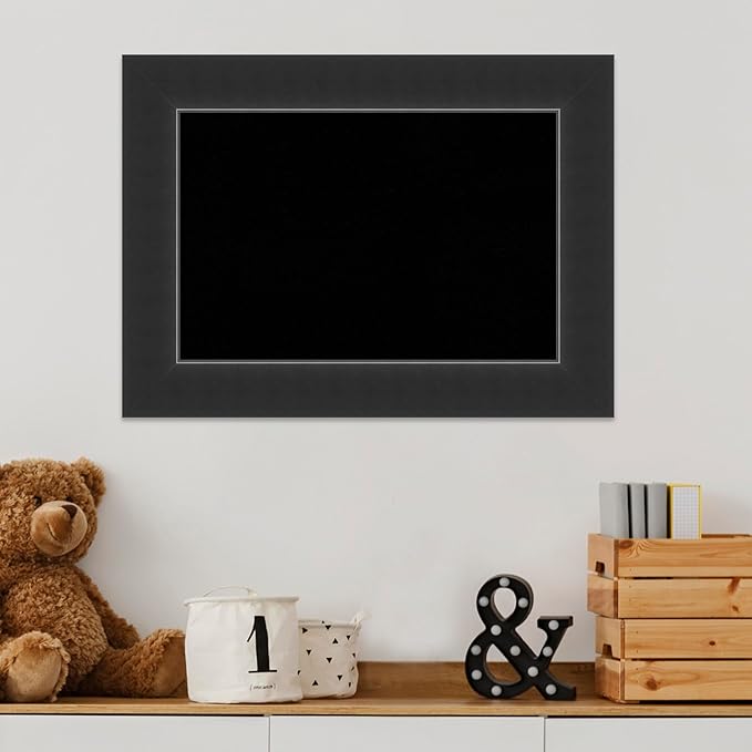Amanti Art Black Cork Board for Wall, 17x23 Vision Board with Black Wood Frame, Small Corkboard Office Decor for Home Organization, Modern Corkboard Pinboard to Display Items for Home Organization in