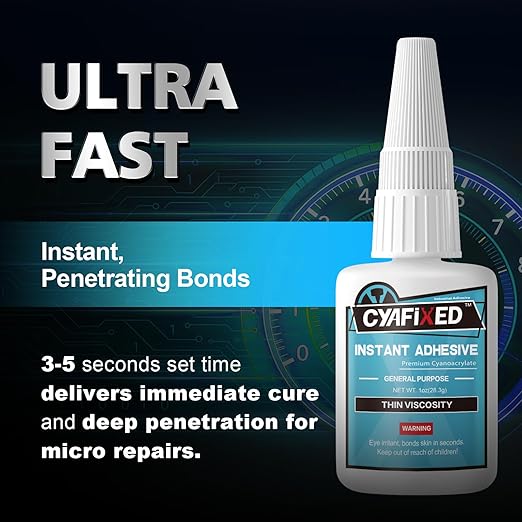 Super Glue Liquid, Instant Clear Cyanoacrylate Thin Viscosity Adhesive, Food Safe CA Glue for Shoe Sole Repair Leather Ceramic Plastic Glass Metal Wood Aquarium Porcelain Rubber Pottery Model Craft