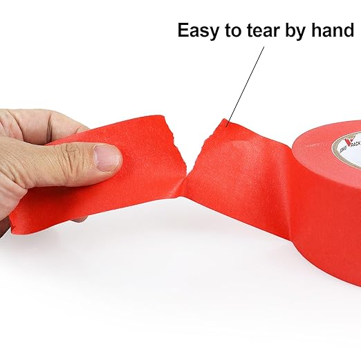 BOMEI PACK Red Painters Tape 2 inch Wide, Medium Adhesive Red Masking Tape Bulk Multi Pack, Residue-Free Wall Trim Tape, 2 inch x 55 Yards x 4 Rolls (220 Total Yards)