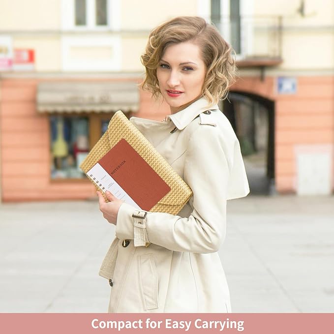 Spiral Notebook-5.75" x 8.125" Journal with Back Pockets and 160 Lined Pages,PU Leather Cover Business Journal, Twin-Wire Binding Notebook Perfect for Office & Home School Supplies