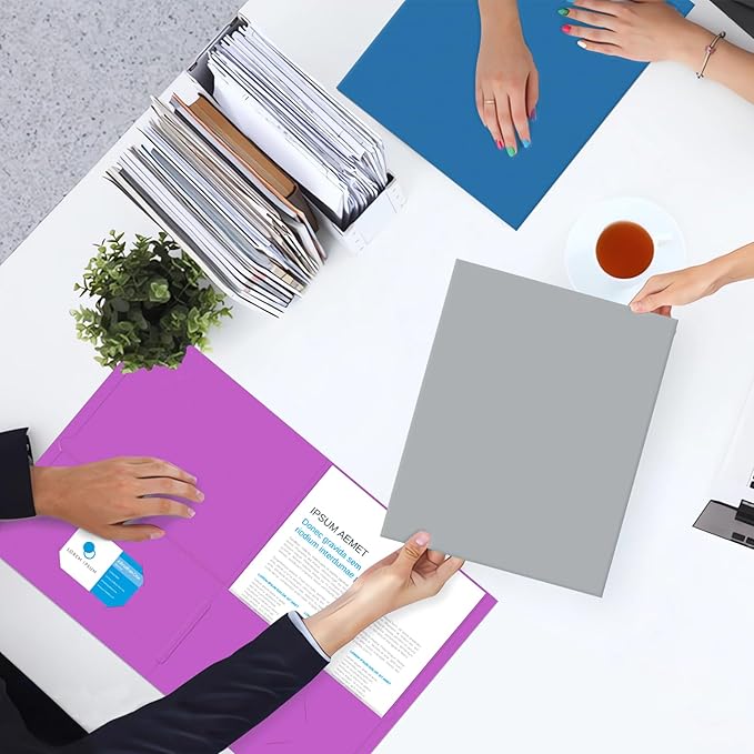 Two Pocket Folders, PANDRI 125 Pack 2 Pocket Folders, Letter Size Paper File Folder for School Office Home Business, Assorted 5 Colors