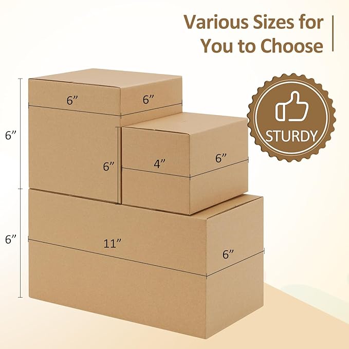 Eupako 11x6x6-Small-Shipping-Boxes-30-Pack-Brown-Corrugated-Box-Mailers, Cardboard Boxes for Packaging Small Business, Mailing