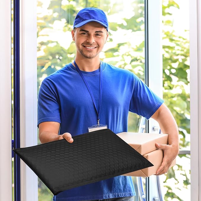 Fuxury 500 Pack Black Bubble Mailers 10.5x16 Inch, Self Seal Padded Envelopes Waterproof Mailing Envelopes Bubble Padded, Cushioning Padded Mailers, Bubble Bags for Packaging, Small Business Large #5