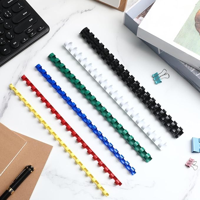Yunsailing 150 Pack Plastic Binding Combs Plastic Binder Comb Ring 19 Ring Binding Spines Letter Size Spiral coils for Notebook Calendar(1/4 5/16 3/8 1/2 5/8 3/4 in,Multi Colors)