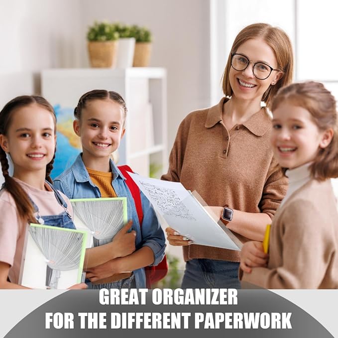 Seajan 48 Pcs Pocket Folders for 3 Ring Binder Clear Plastic Folders Sleeves with 2 Pockets 3 Hole Punch Binder Dividers Poly Slash File Jackets for Office School Document Organizer (White)