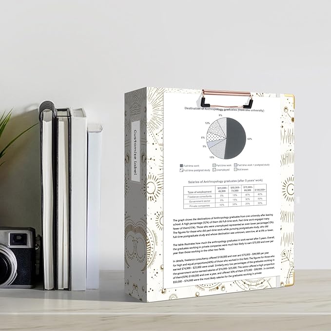 Ospelelf 3 Ring Binder, 2 Inch Letter Size (11" x 8.5") with 5 Tab Dividers, File Folder Labels and Low Profile Clipboards, Tarot Cards Binder for School and Office Supplies