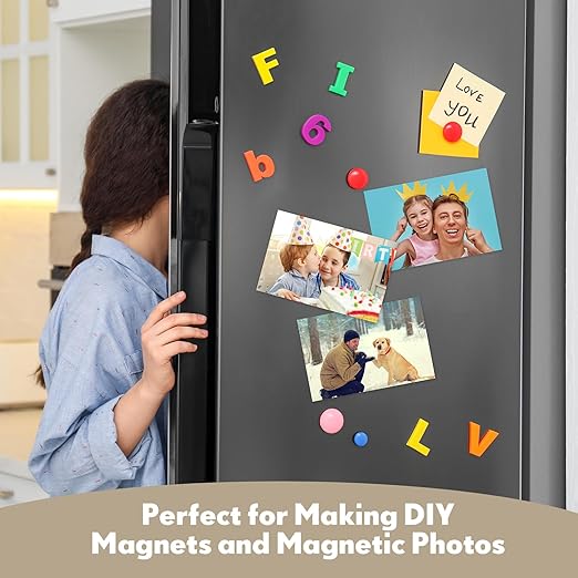 Macarrie 4 x 6 Adhesive Magnetic Sheets with Adhesive Backing Cuttable Magnetic Paper Stickers Flexible Peel and Stick for Picture Crafts Die Storage Photos(200 Pcs)