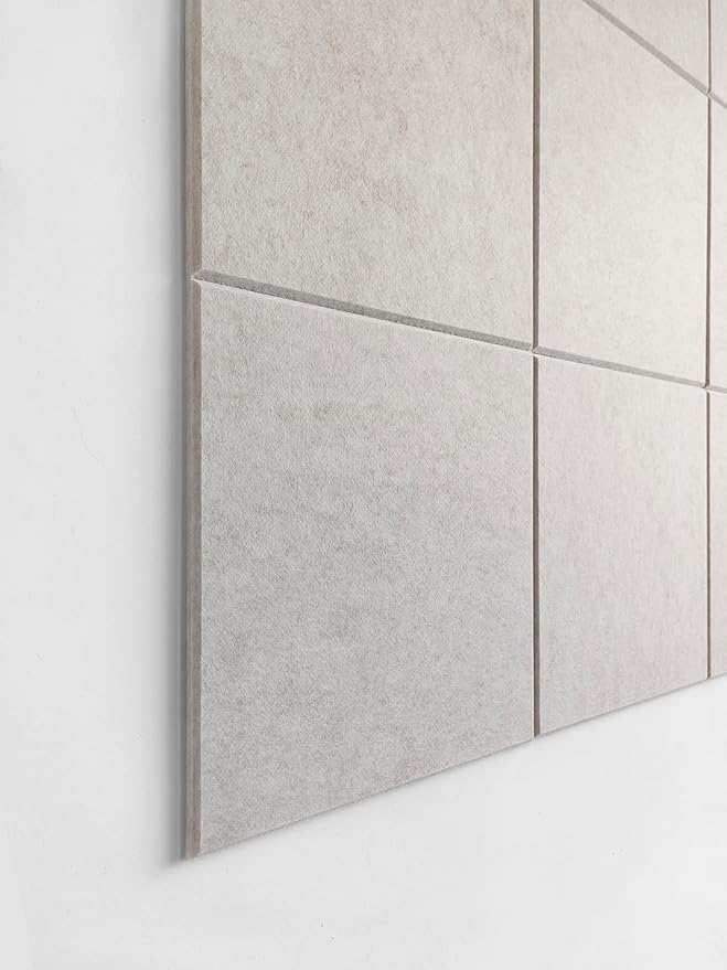 Large Cork Board Alternative - 12-Pack Felt Wall Tiles with Safe Removable Adhesive Tabs, Cork Wall Tiles Bulletin Board Home Office Essentials - Ivory