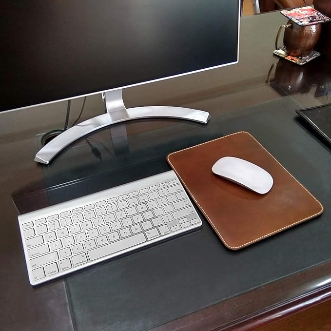 RUSTIC TOWN Leather Mouse Pads for Laptop Computer PC Gaming Apple Executive Work Desk Handmade Desk Mouse Mat