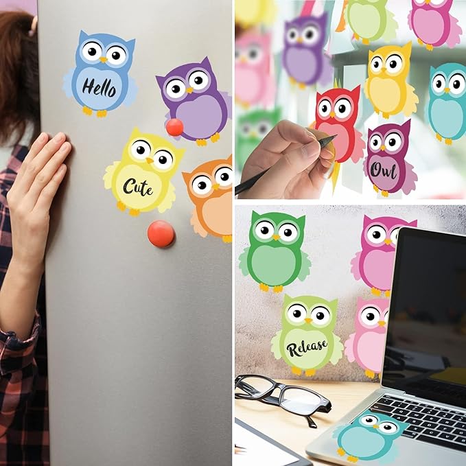 12 Pieces Owl Sticky Note Adhesive Cute Memo Notes Self-Stick Owl Note Pads for Reminders, Study, Work, Office, School and Home, 12 Styles