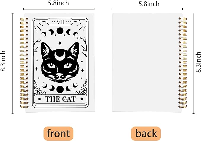 The Cat Tarot Journal Notebook - Cat Gifts for Women Cat Lovers, Cat Mom Gifts, Cat Lady Gifts, Tarot Lover Gifts, Witchy Journal, Witchy Gifts for Women, Black Cat Spiral Notebook 5.5x8.3