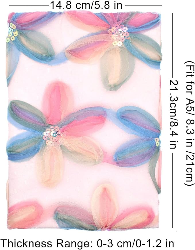 BLBMH A5 Book Covers for Paperbacks Book Cover for Privacy Fit for 5.5x8.3 inch Adjustable Book Sleeve Cover for A5 Books Fabric Softcover Protector for Notebook - Flower 8.3in