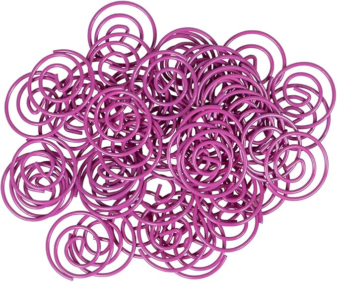 JAM PAPER Circular Paper Clips - Round Paperclips - Hot Pink Fuchsia - 50/Pack