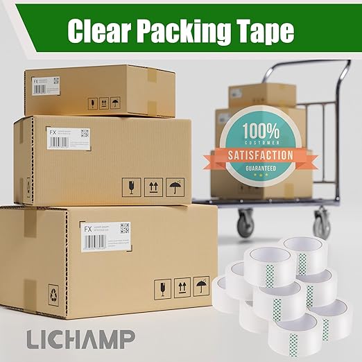 Lichamp Clear Packing Tape, 12 Rolls Heavy Duty Packaging Tape Refill for Moving Boxes, Mail Shipping Supplies, 1.88 inch x 55 Yard x 2.6 mil, A212TP