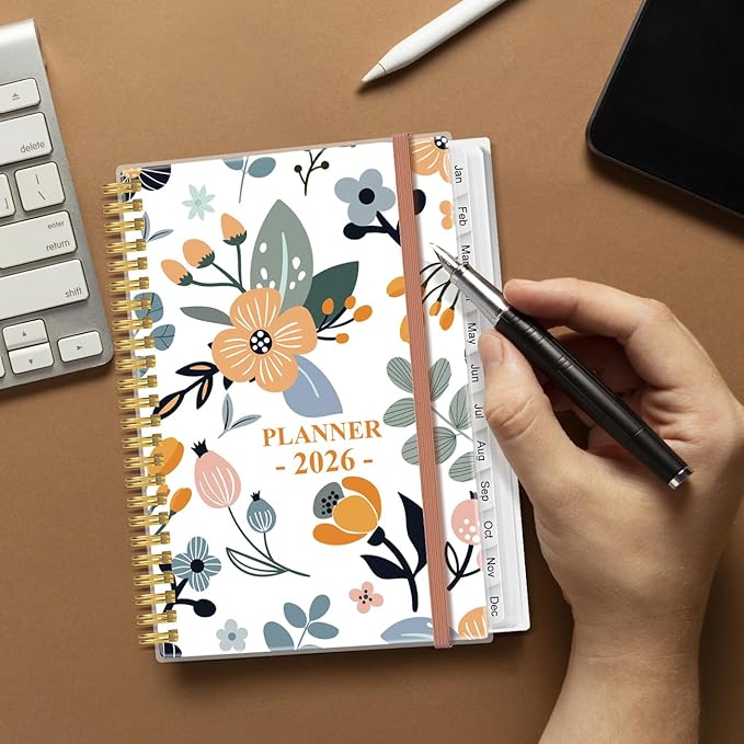 2026 Planner - Planner 2026 from January 2026 to December 2026, Weekly & Monthly Planners Spiral Bound with 12 Monthly Tabs, Inner Pocket, 6.4" x 8.5", Rose